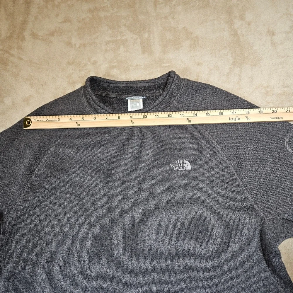 Vtg The North Face Mens Gray Knit Pullover Sweater Lg Pocket Raglan Sleeve Y2K